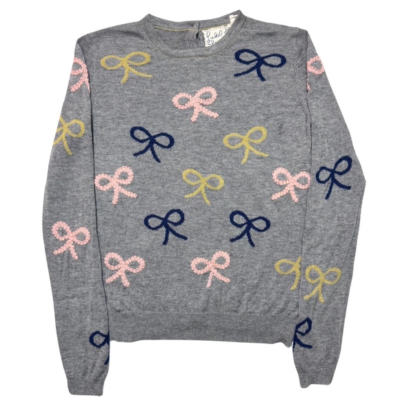 Anthropologie Trimmings Wool Blend Grey Sweater with Bows Size Medium - Picture 3 of 9